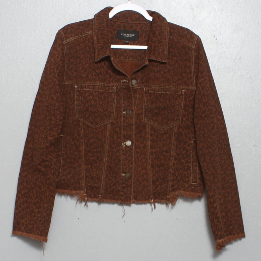 NWT, Liverpool Animal Print Jean Jacket